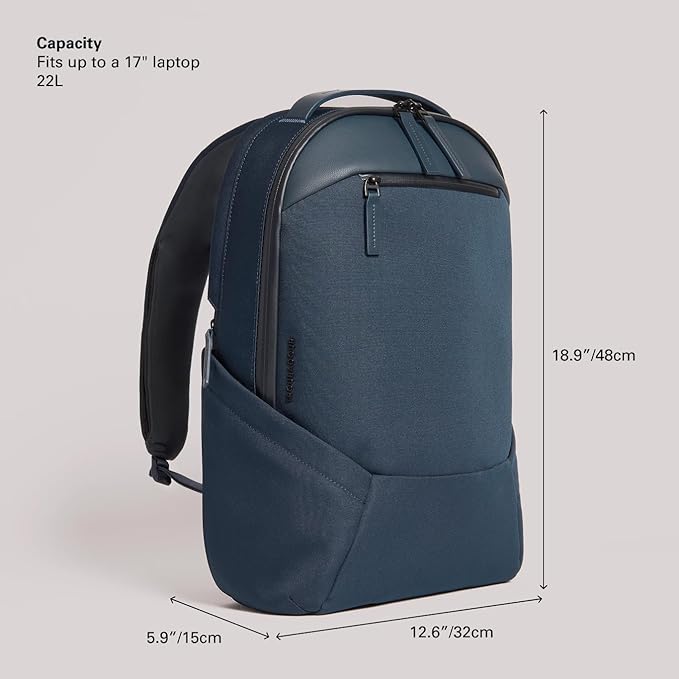 Troubadour Apex 3.0-22L Premium Laptop Backpack - Ergonomic & Water Resistant - Designed for Work and Travel - Navy