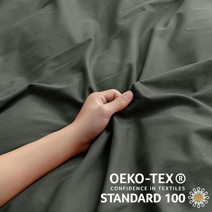 JELLYMONI Cotton Duvet Cover Twin Size - 100% Washed Cotton Linen Like Textured Comforter Cover, 2 Pieces Breathable Soft Bedding Set with Zipper Closure (Gray, Twin 68"x90")