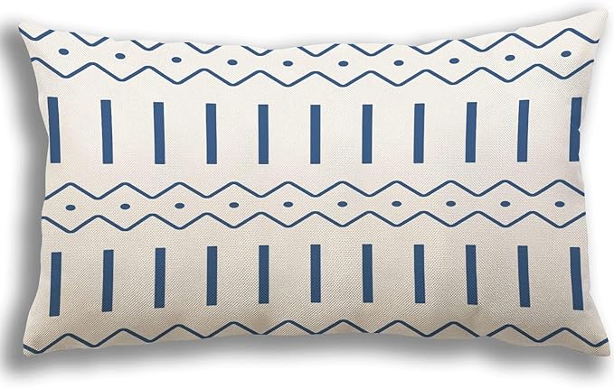 YCOLL Lumbar Pillow Covers 12x20 Set of 4, Modern Sofa Throw Pillow Cover, Decorative Outdoor Linen Fabric Pillow Case for Couch Bed Car, Light Blue