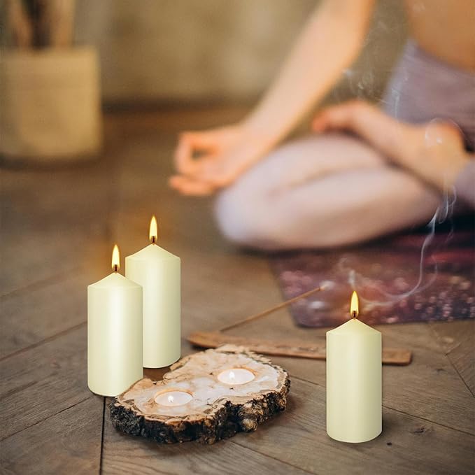 2"x4" High Ivory Pillar Candles, Set of 20, Unscented. Bulk Buy. Ideal for Wedding, Emergency Lanterns, Spa, Aromatherapy, Party