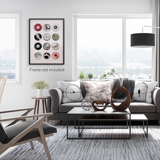 XSCQ Retro Disco Wall Art - Vintage Lucky 8 Ball Poster, Funky Music Record Decor, Unique 7 Ball Canvas Prints - 16x24 inch Unframed