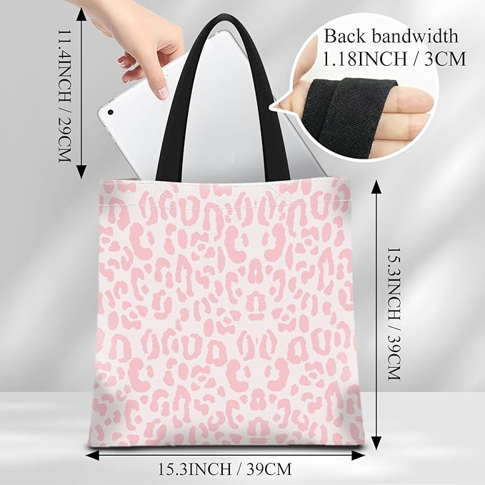 Canvas Tote Bag for Women，Cute Heavy-Duty Shoulder Bag with Zipper Pocket -Travel Tote for Grocery, Gym,Shopping