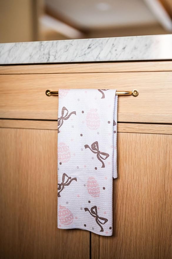 || 3 Pack|| Not Your Ordinary Dish Towels || Waffle Weave Microfiber || Tea Towels || Highly Absorbent || Hanging Loop || Dish Cloths || Modern || Designer Prints (Easter Bows)