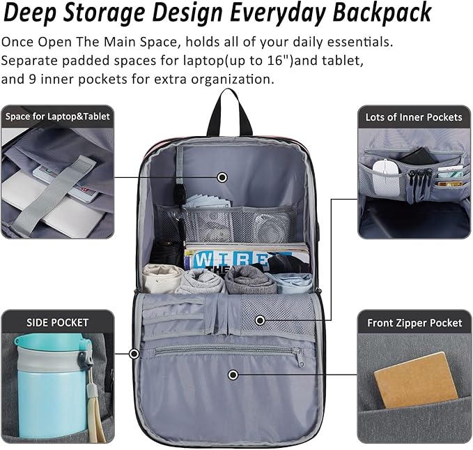 MAXTOP Travel Laptop Backpack with USB Charging Port Anti-Theft[Water Resistant] College Bookbag Fits 18.4 Inch Laptop