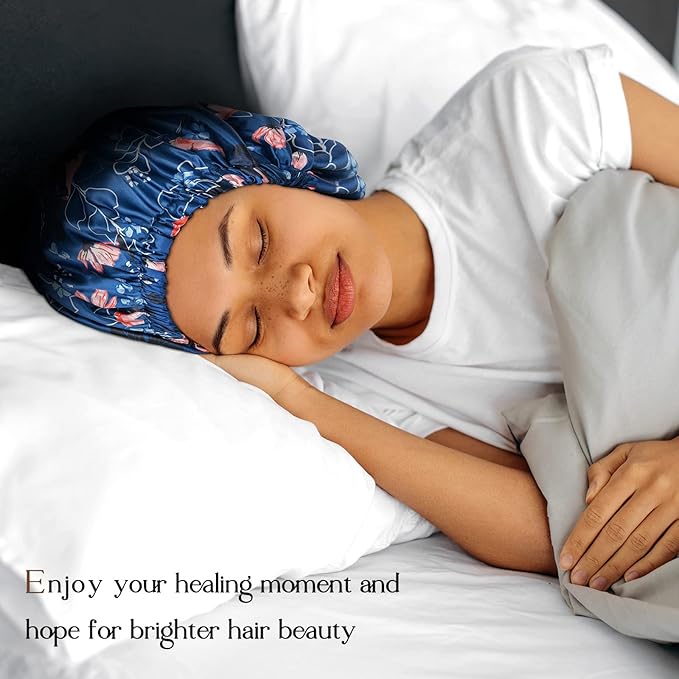 YANIBEST Adjustable Silk Bonnet Double Layer Satin Bonnet Hair Bonnet for Sleeping Bonnets for Women Hats Curly Natural Hair, Orchid