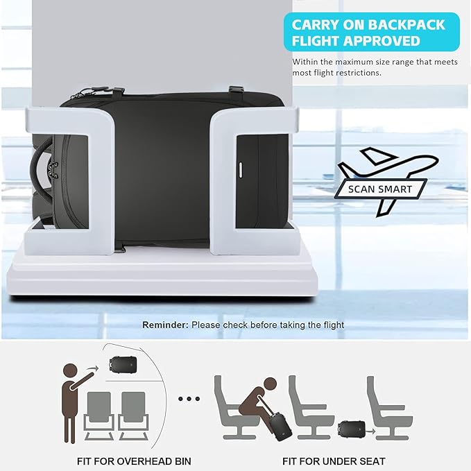 TANGCOLR Vacuum Travel Backpack with Pump for Men Women, 47L Expandable Vacpack Laptop Backpack Flight Approved with Vacuum Compression System