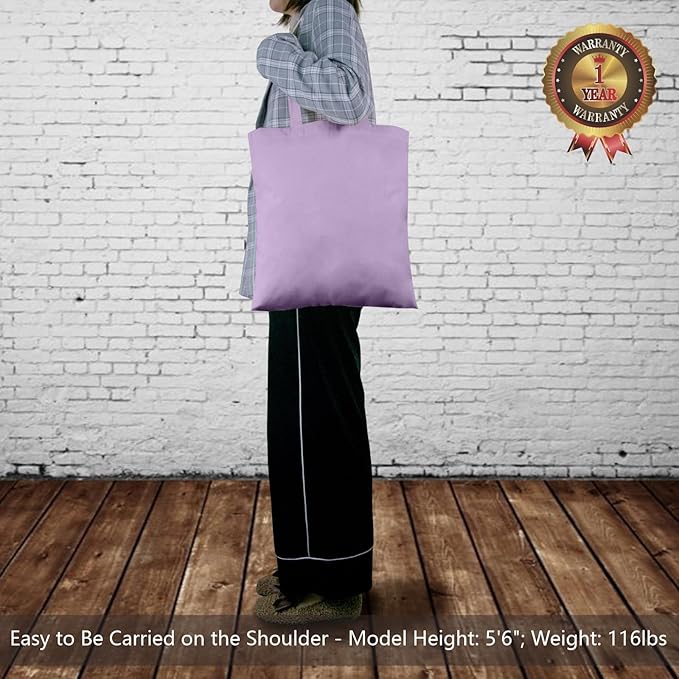 TOPDesign 24-Pack Economical 16"x15" Lavender Cotton Tote Bags, Lightweight Medium Reusable Grocery Shopping Cloth Bags, Suitable for DIY, Advertising, Promotion, Gift, Activity
