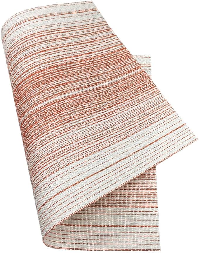 Placemat,Blending Color Durable Woven Vinyl Placemat Washable Heat-Resistant Anti-Skid Kitchen Dining Table Mats (Set of 4, Red with White)