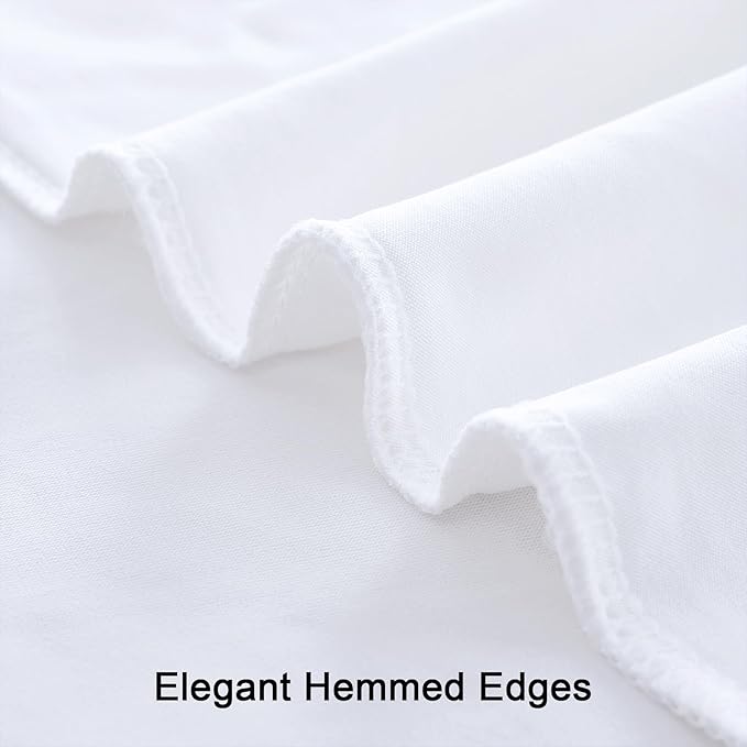 Outpain 6 Pack White Round Spandex Tablecloth for 48Inch/4FT Tables - Stretchy Table Cloth with Skirt, Wrinkle-Free Fitted Cloth for Wedding Vendor, Banquet & Graduation Decor (108" Round)