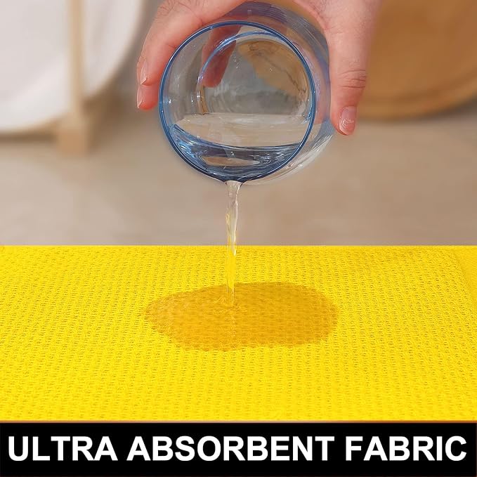 Homaxy 100% Cotton Dish Cloths, 6 Pack - 12 x 12 Inches, Waffle Weave Super Soft and Absorbent Dish Towels Quick Drying Dishcloths, Yellow