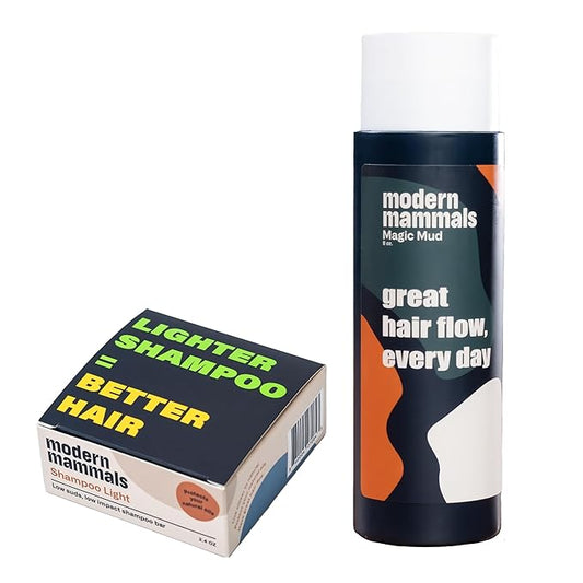 Modern Mammals Men's Shampoo Alternative I Sulfate Free CoWash I Enhances Natural Hair Volume I Lather Free, Cleansing, Hydrating, Replaces Conditioner, 2 in 1, I Barber Recommended I Bar + 8oz Bottle