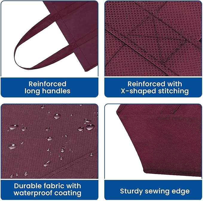 WISELIFE Reusable Grocery Shopping Bags 10 Pack Large Foldable Tote Bags Bulk, Long Handle for Shopping Groceries Clothes (New 5 Colors)