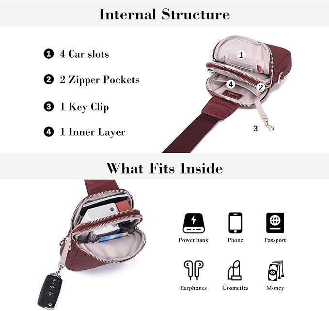 INICAT Travel Small Sling Bag Leather Crossbody Bags for Women Fanny Packs Cross Body Bag for Woman Cross Body Purses