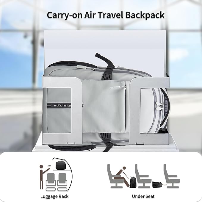 Travel Carry On 15.6" Laptop Backpack for Men, Large 30L Anti-Theft & Waterproof Backpacks Flight Approved for Business, Commuting, Work, Weekend Casual Daypack, Grey, Silver