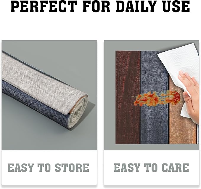 Giwawa Rustic Wood Placemats Set of 4- Antique Brown Old Barn Wooden Board Linen Place Mat 12x18 Inch- Farmhouse Country Style Washable Non-Slip Table Mats for Kitchen Dining Cabin Decor