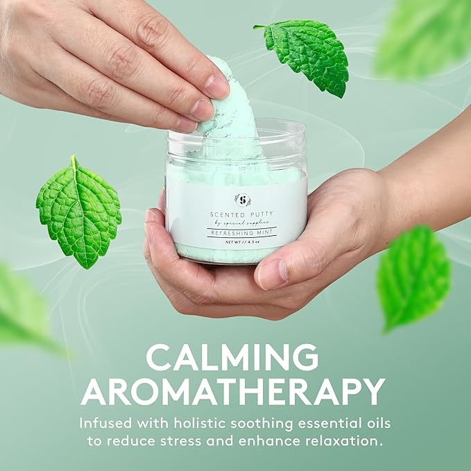 Special Supplies Scented Therapy Putty Dough - Infused with Pure Essential Oils for Aromatherapy and Meditation- Relaxation Gifts for Kids and Adults - Non-Stick (Refreshing Mint (4.5 oz))