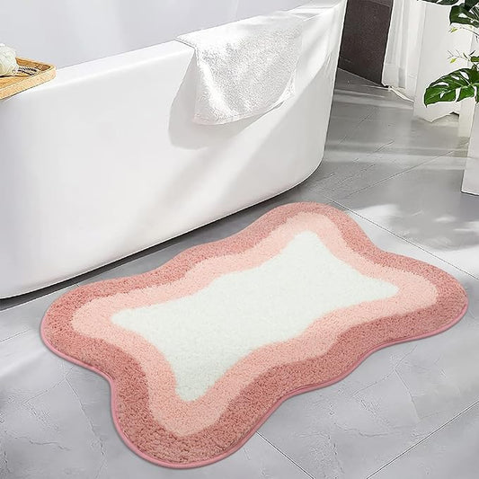 HAOCOO Pink Bathroom Rugs Washable, 18x25 inch Soft Non Slip Funny Bathroom Decor Cute Bath Mat, Luxury Soft Microfiber Absorbent Bathmat Floor Carpet for Shower Tub Bedroom