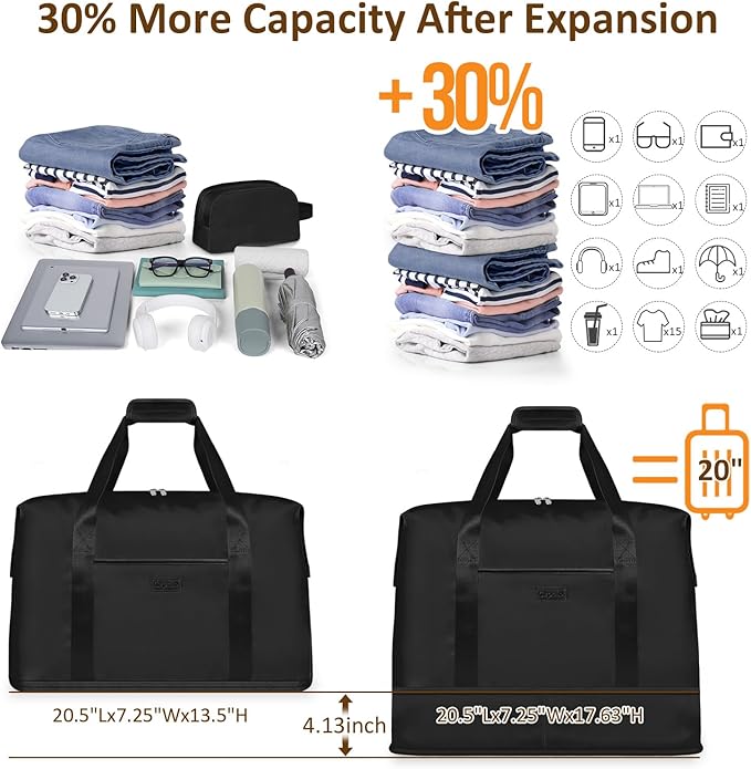 Expandable Travel Duffle Bags Weekender Overnight Bags for Women Men Hospital Bag for Women Labor Delivery with Toiletry Bag Waterproof