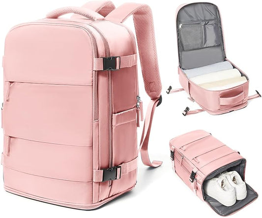 coowoz Travel Backpack Carry On for Women Man Gym Backpacks with Laptop Compartment Mochila de Viaje Teacher Personal Item Backpack Airplane Accessories Must Haves Pink Small