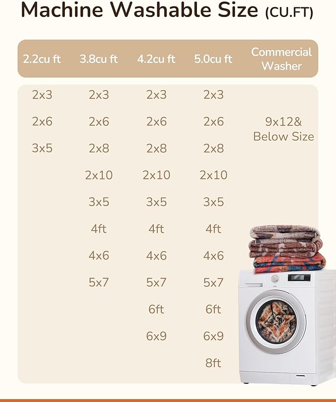 Area Rug 8x10 Rug Machine Washable Non-Slip Low Pile Print Pattern Western Rug for Living Room Bedroom Entryway Tribal Series -Orange/Brown