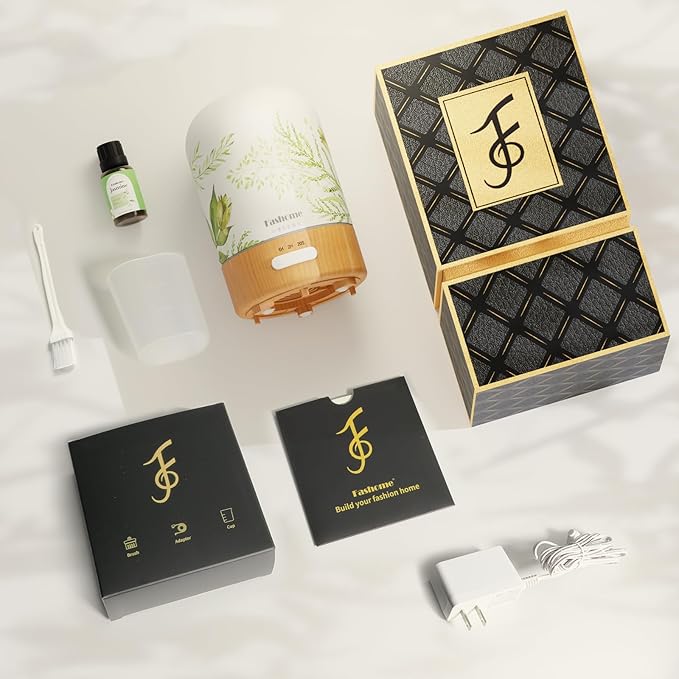 Essential Oil Diffuser with Jasmine Oil, 100ml Ultrasonic Aromatherapy Humidifier, 6 in 1 Scent Vaporizer with Timer and Auto-Off (Summer-Jasmine)