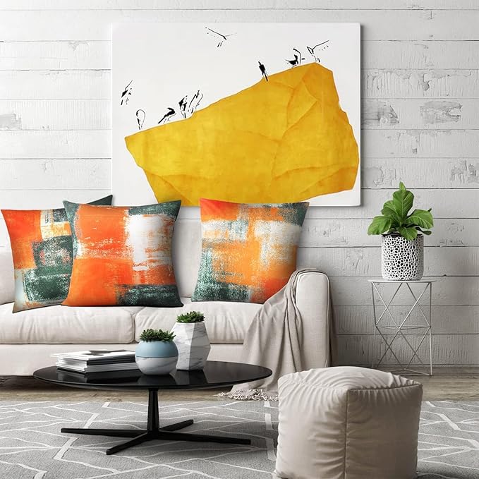 Burnt Orange Throw Pillow Covers 20x20 Set of 4 Decorative Cushion Cover Taupe Abstract Art Painting Pillow Covers for Sofa Couch Bedroom Living Room Outdoor Home Décor