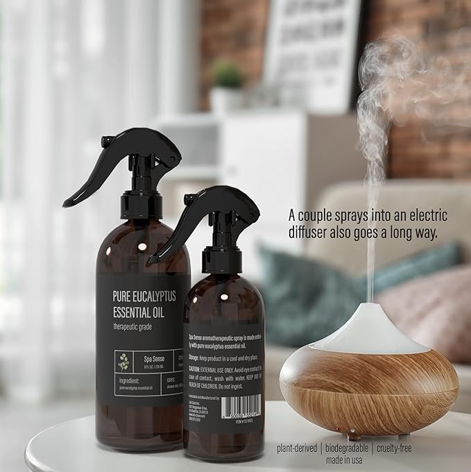 Pure Eucalyptus Oil Shower Mist and Steam Room Spray - 8 Ounce Premium Aromatherapy Eucalyptus Essential Oil Spray