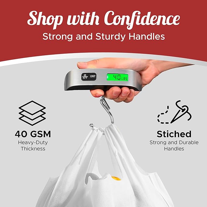 Simply Cool 450 Pack Reusable Eco-Friendly Grocery T-Shirt Shopping Bags 21.5"x12.2"x7.2" Durable, Recyclable Washable Foldable Portable Shopping Tote Bags Bulk