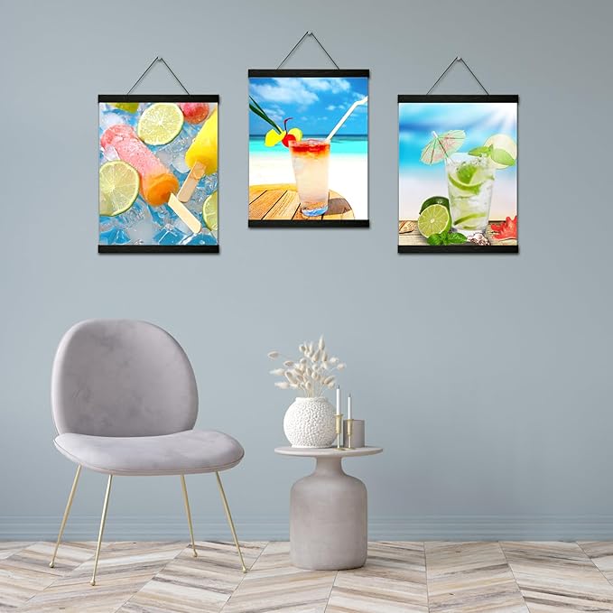 3 Pack Magnetic Poster Hanger Frame 20 Inch Black,20x24 20x30 20x28 Poster Frame Wood Magnet Frames Hangers for Photos Pictures Prints Maps Scrolls Canvas Artwork Diamond Art Painting,