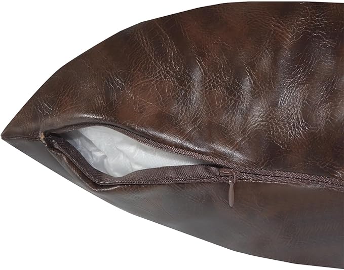 Faux Leather Throw Pillow Covers 26X26 Inch Set of 2 Outdoor Modern Farmhouse Solid Decorative Pillow Covers for Room Couch Living Bedroom Bed Sofa