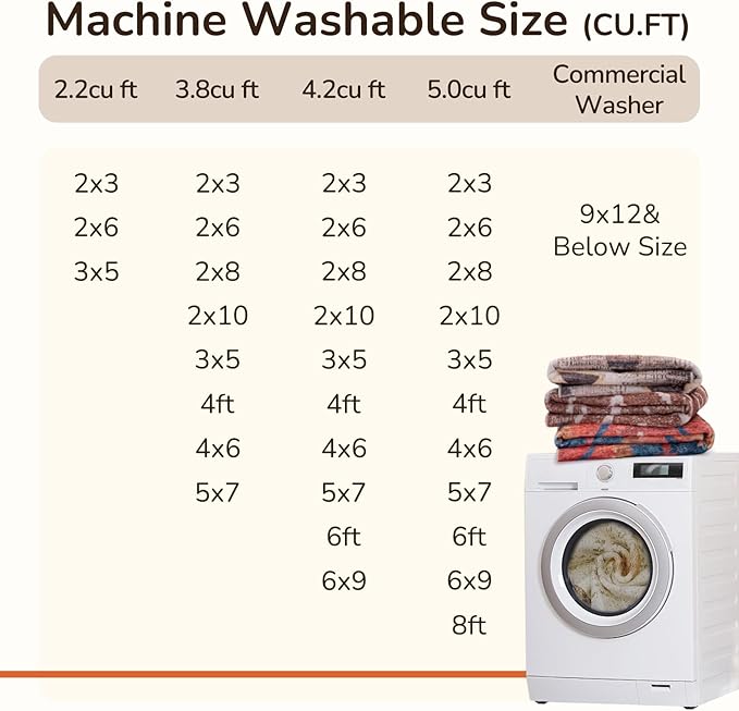 Area Rug 6x6 Rug Machine Washable Non-Slip Low Pile Print Pattern Western Rug for Living Room Bedroom Entryway Tribal Series -Cream/Camel