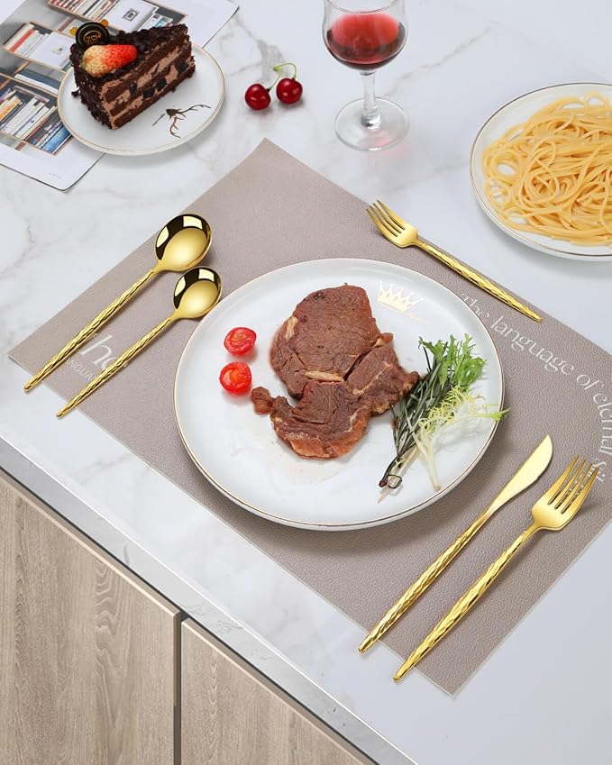 Hammered Gold Silverware Set,30 Piece Stainless Steel Flatware Set for 6,Modern Cutlery Set,Includes Spoon Fork Knives Set,Home Kitchen and Restaurant,Dishwasher Safe