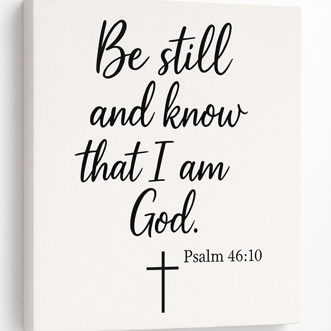 DoawBang “Be Still and Know” Psalm 46:10 Canvas Wall Art – 12x16 Inch Minimalist Bible Verse Scripture Print – Christian Decor for Prayer Room, Bedroom, Living Room or Office