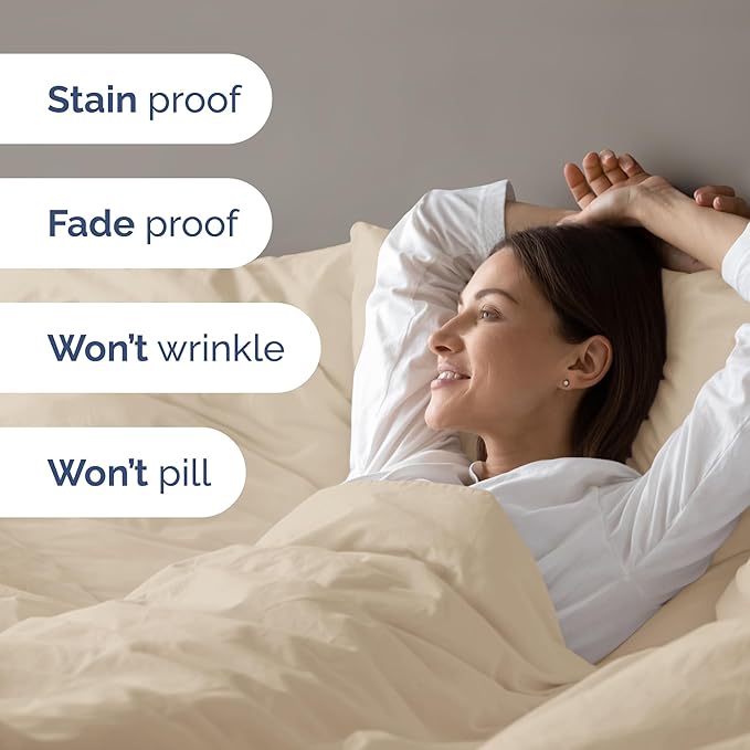 Duvet Cover King Size Set - Extra Soft King Size Duvet Cover 104 x 90 with 2 Pillow Shams - Hotel Luxury, Easy Care and Fade Free with Zipper Closures & Ties - Comfy, Breathable Bedding Set (Wheat)