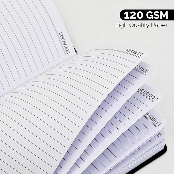 Nextnoid Lined Leather Journal for Men - 120 GSM Thick Paper - 160 Pages - A5 Hardcover Notebook for Work - Ideal for Writing, Journaling, and Note-Taking (Black)