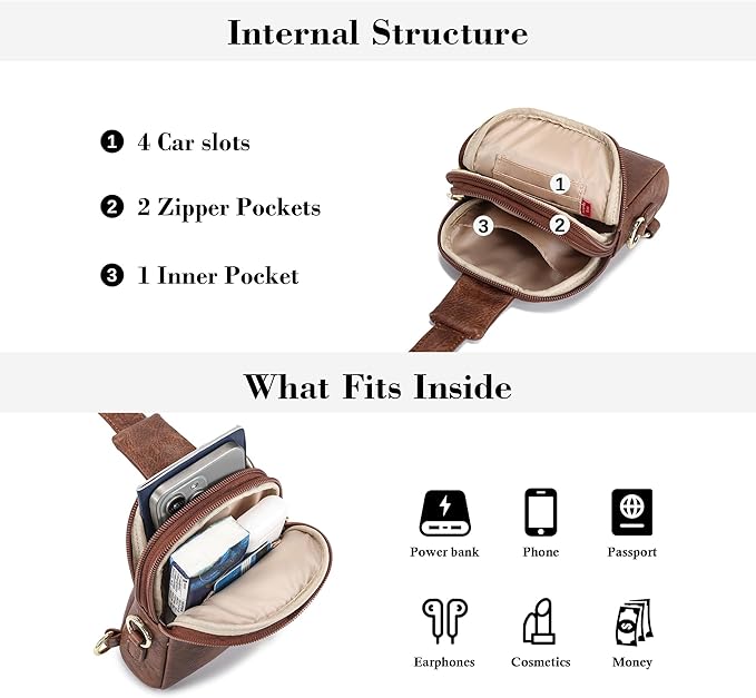 INICAT Travel Small Sling Bag Leather Crossbody Bags for Women Fanny Packs Cross Body Bag for Woman Cross Body Purses