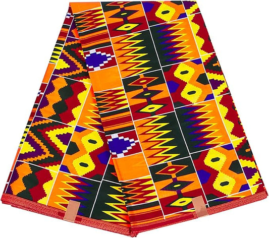African Wax Fabrics 6 Yard 100% Cotton Ankara Kente Print Fabric for Party Dress