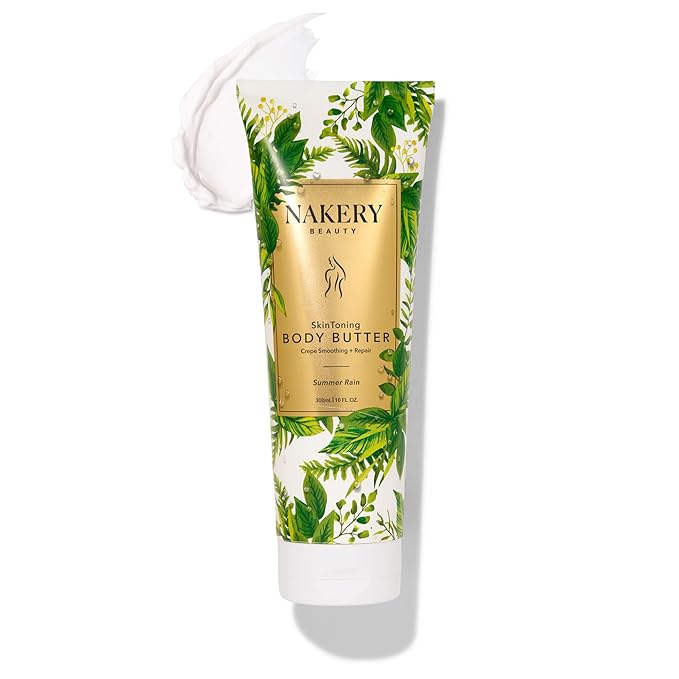 Nakery Skin Toning Body Butter for Women - Firming Body Lotion for Women - Peptide Infused Body Lotion for Crepey & Sagging Skin - Skin Firming Lotion for Neck, Arms & Legs - Summer Rain