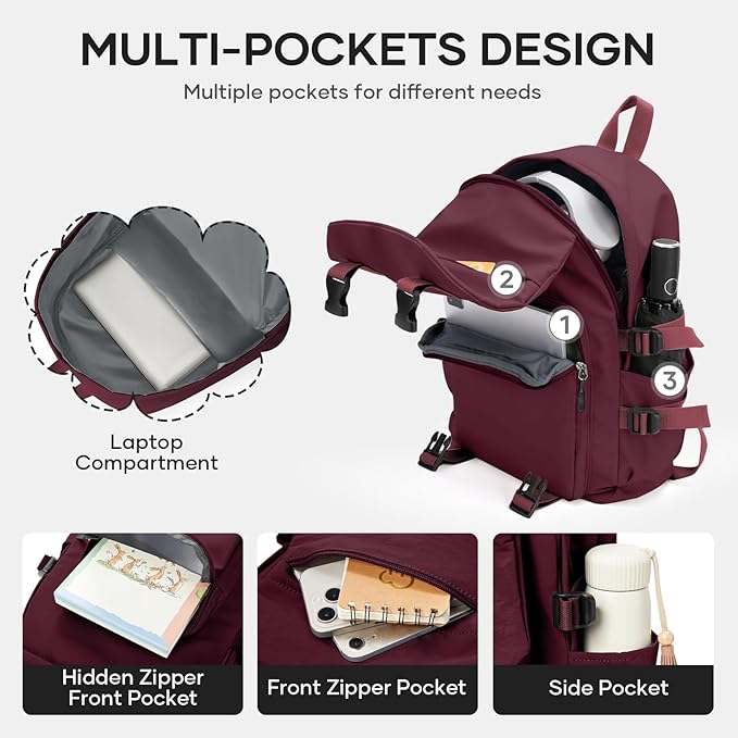 Lightweight School Bag Casual Daypack College Laptop Backpack for Men Women Water Resistant Travel Rucksack for Sports High School Middle Bookbag for girls(Red)