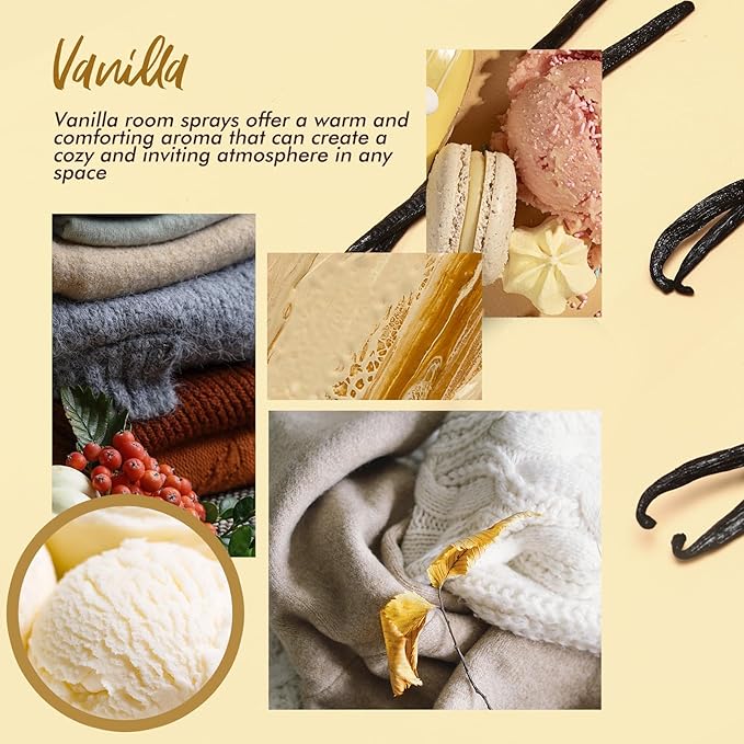 Fragrant Room Spray, Vanilla, 3 x 3.4 fl oz, Air Fresheners Odor Eliminator for Home, Bathroom, Concentrated Room Spray