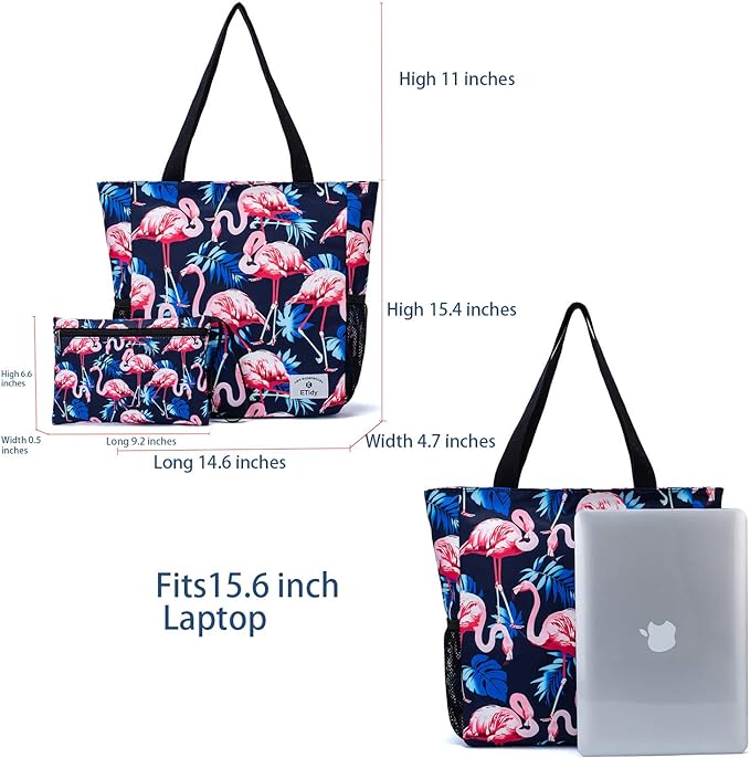 ETidy Large Capacity Foldable Tote Bag With Zipper Water-resistant SandproofWomen Beach Bag Handbag GymBag Travel ShoppingBag