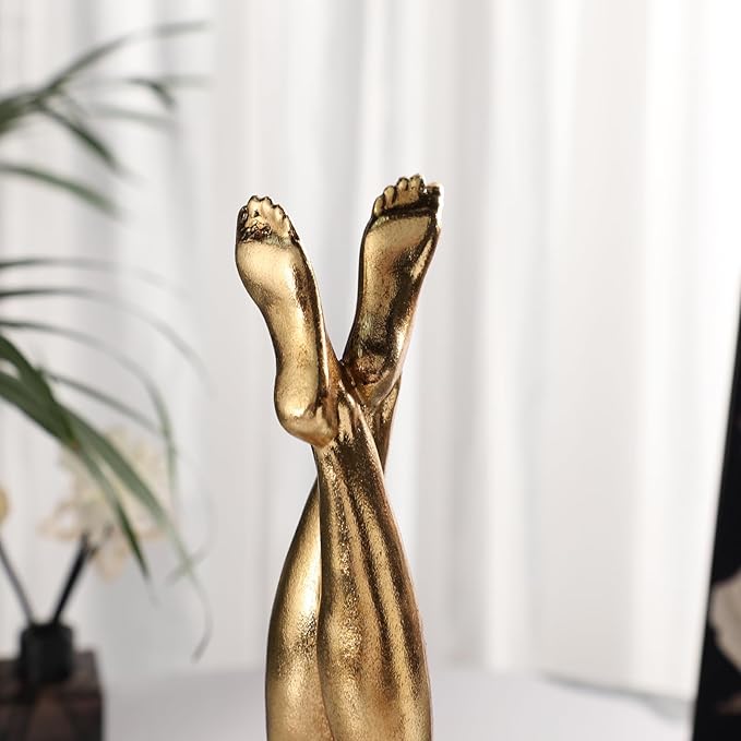 Golden Legs Sculpture Elegant Resin Home Decor Legs Statues Versatile Indoor/Outdoor Ornament, Bedroom, Office Desktop, Cabinets, Perfect (Straight Leg)