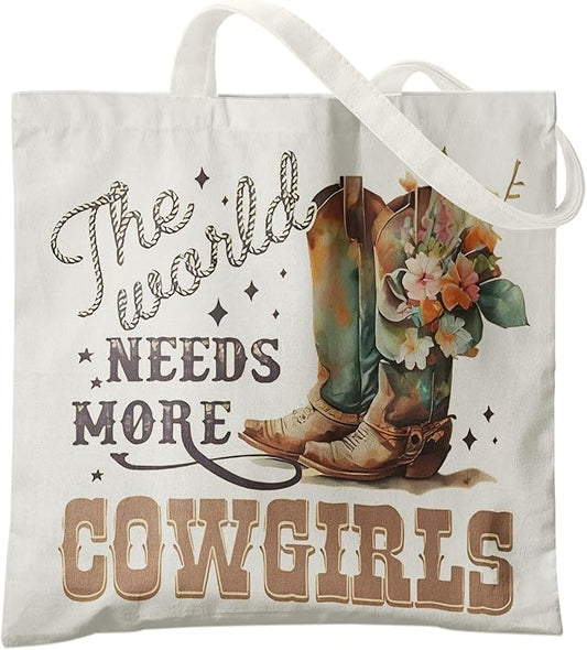 Western Cowgirl Canvas Tote Bags, Country Cowgirl Gift, Shopping Bagss, Aesthetic ToteBag for Women