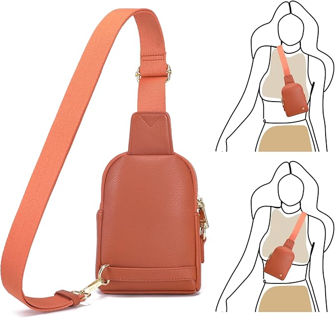 INICAT Travel Small Sling Bag Leather Crossbody Bags for Women Fanny Packs Cross Body Bag for Woman Cross Body Purses