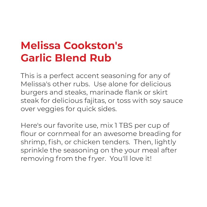 Melissa Cookston's Garlic Blend BBQ Rub, Award Winning Barbecue Rubs, 16 Oz