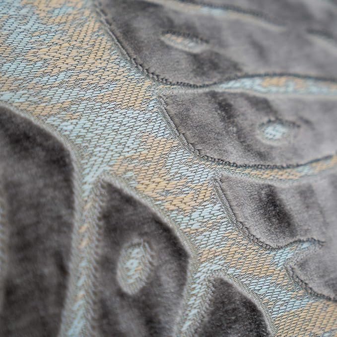 Alerfa 20 x 20 Inch Square Leaf Pillow Embroidery Cut Velvet Cushion Case Luxury Modern Lumbar Throw Pillow Cover Decorative Pillow for Couch Sofa Living Room Bedroom Car, Gray Silver