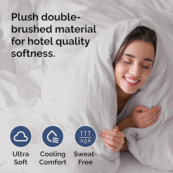 Duvet Cover Cal King Size Set - Extra Soft Cal King Size Duvet Cover 104 x 98 with 2 Pillow Shams - Hotel Luxury and Fade Free w/Zipper Closures & Ties - Comfy Breathable Bedding Set (French Grey)