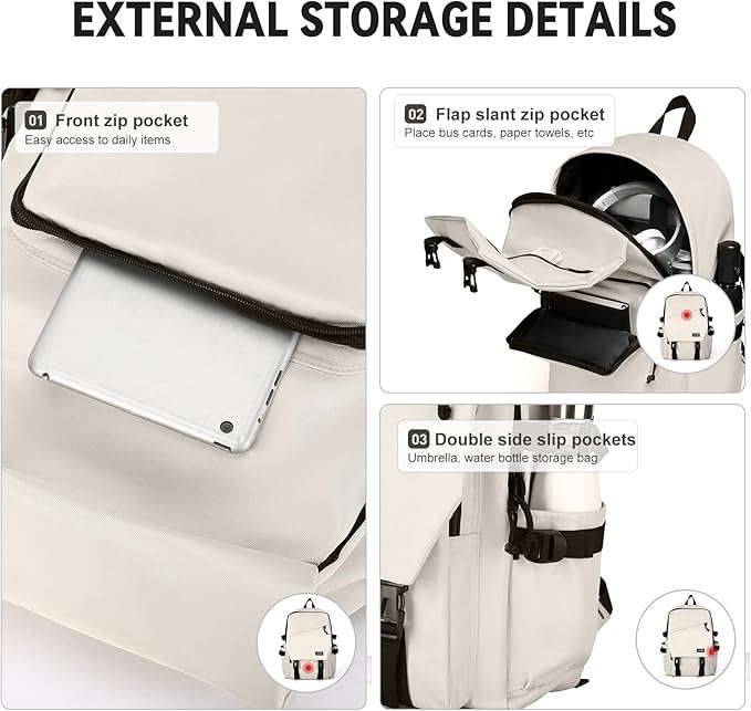 Casual Daypack Large upgraded version College Laptop Backpack for Men Women Water Resistant Lightweight School Bag Travel Rucksack for Sports High School Middle Bookbag for girls Size L(Khaki)