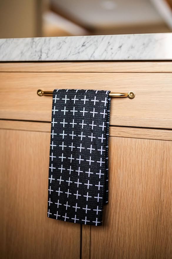 || 3 Pack|| Double Sided || Not Your Ordinary Dish Towels || Waffle Weave Microfiber || Highly Absorbent || Hanging Loop || Dish Cloths || Modern || Designer Prints|| Black and Yellow