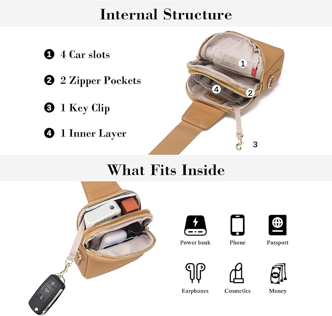 INICAT Travel Small Sling Bag Leather Crossbody Bags for Women Fanny Packs Cross Body Bag for Woman Cross Body Purses